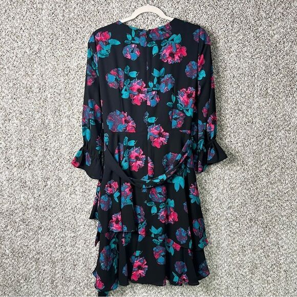 Tahari Dress Women’s 6 Floral Print Faux Wrap Tie Waist V-Neck NWT - Picture 5 of 7